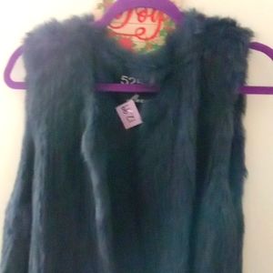 525 America Rabbit Fur Blue Vest (LUXE) sz L